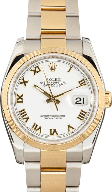 Used White Roman Dial Rolex Datejust 36 Ref 116233