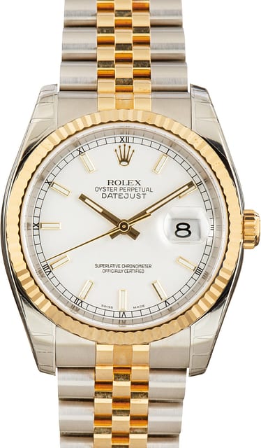 Factory Stickered Rolex Datejust 36 White Dial Ref 116233
