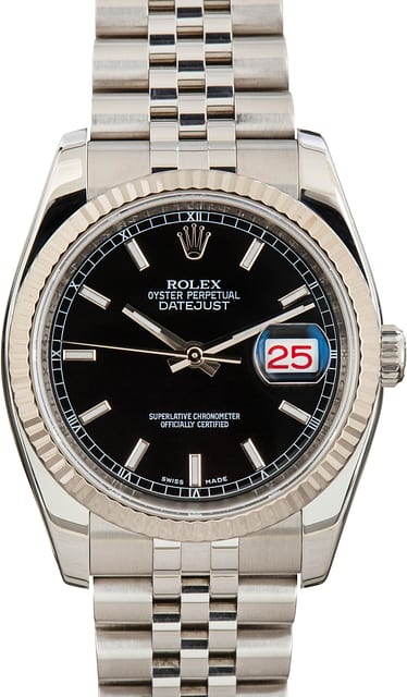 Pre-owned Rolex Datejust Ref 116234 Black Index Dial