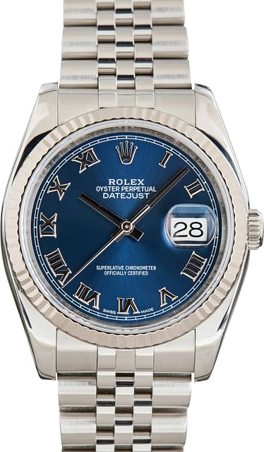 Used Rolex Datejust 36 Ref 116234 Blue Roman Dial