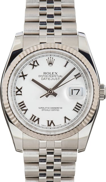 Pre-owned Rolex Datejust 36 Ref 116234 White Dial
