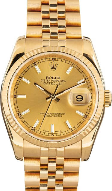 Pre-Owned Rolex Datejust 36 Ref 116238 Yellow Gold