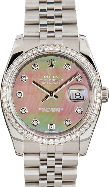 Rolex Datejust 36 Ref 116244 Mother Of Pearl Diamond Dial