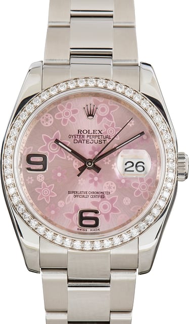 Pre-Owned Rolex Datejust 36 Pink Floral Dial 116244