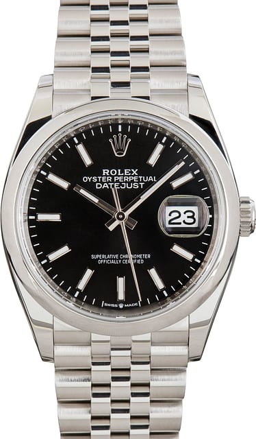 183664 PL Pre-Owned Rolex Datejust Ref. 126200 Black Dial