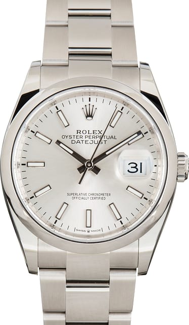 Used Steel Rolex Datejust 36 Ref 126200 Silver Dial