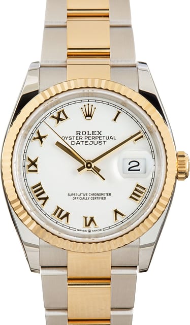Pre-owned Rolex Datejust 36 126233 White Dial