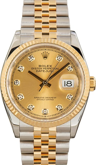 Used Rolex Datejust 126233 Champagne Diamond Dial