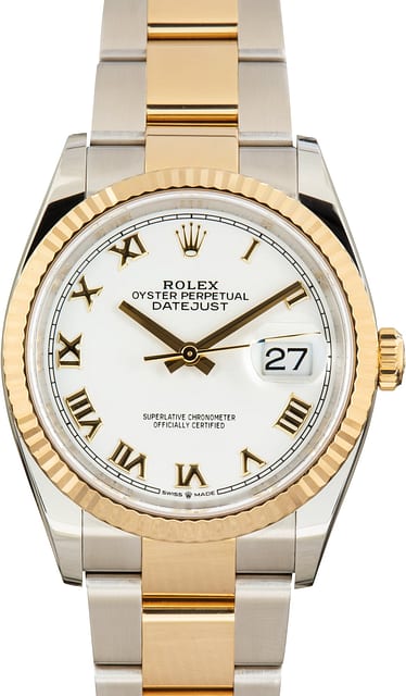 Used Rolex Datejust 36 Ref 126233 White Roman Dial