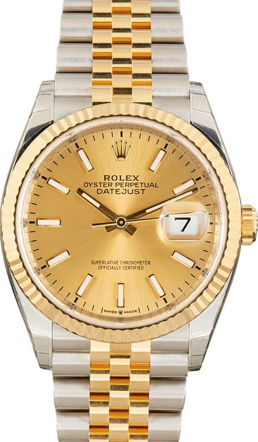 Factory Stickered Rolex Datejust 36 Ref 126233 Champagne Dial