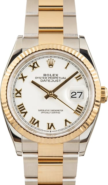 Pre-Owned White Roman Dial Rolex Datejust 36 Ref 126233