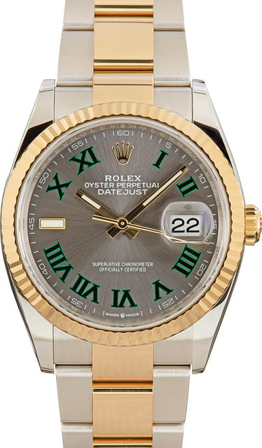 Pre-Owned Rolex Datejust 36 Wimbledon Roman Dial Ref 126233