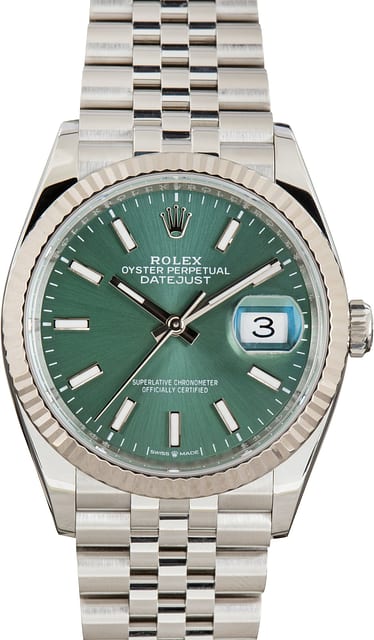 Used Steel Rolex Datejust 36 Ref 126234 Mint Green Dial