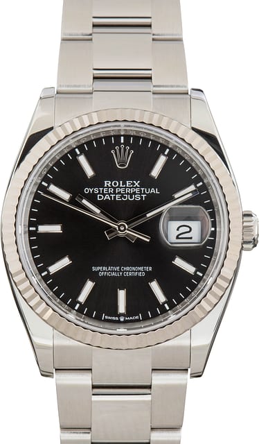 Used Rolex Datejust 36 ref 126234 Black Chromalight Dial