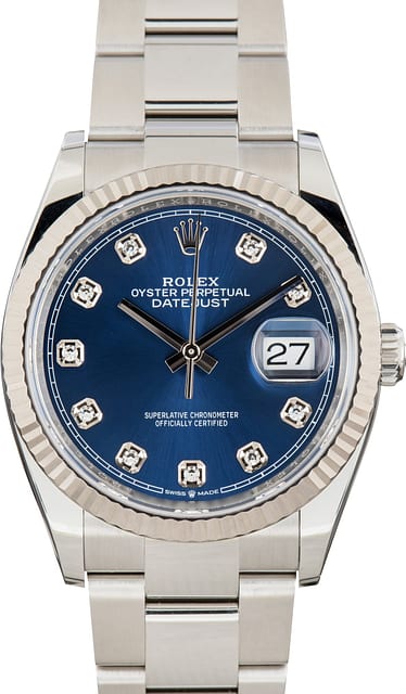 Pre-Owned Blue Diamond Dial Rolex Datejust 36 Ref 126234