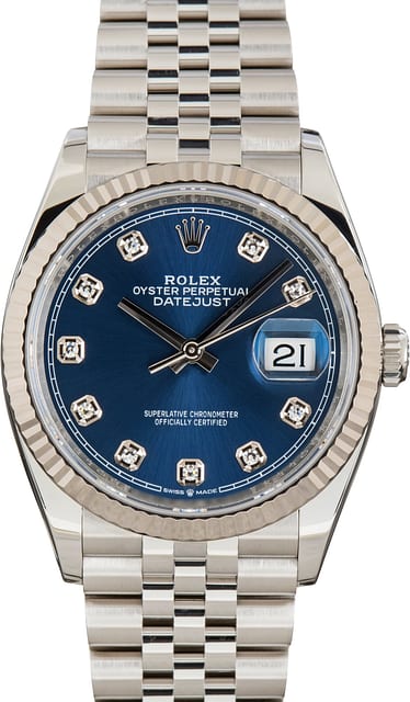 Used Rolex Datejust 36 Stainless Steel ref 126234 Blue Diamond Dial
