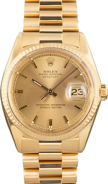Rolex Datejust Ref 1601 18k Yellow Gold