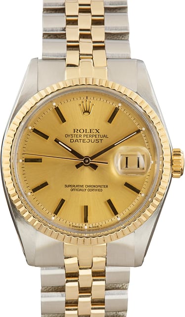 Pre-Owned Rolex Datejust Ref 1601 Champagne Pie Pan Dial