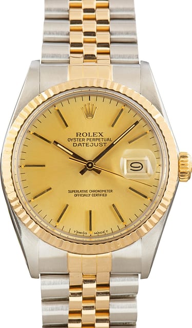 Pre-Owned Rolex Datejust 36 Ref 16013 Champagne Index Dial