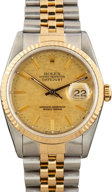 Used Rolex Datejust 36 Ref 16233 Champagne Linen Dial
