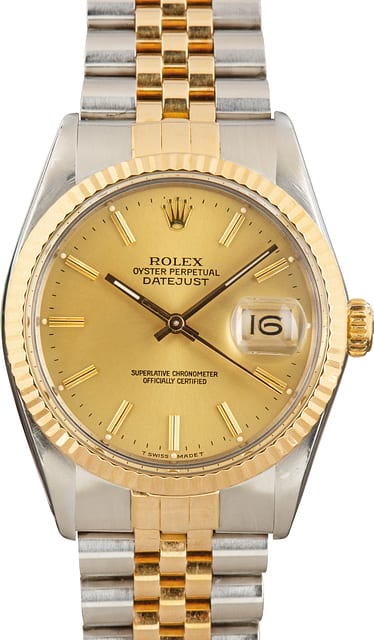 Used Rolex Datejust 36 16013 Champagne Dial