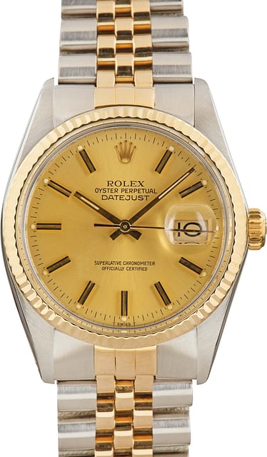 Used Rolex Champagne Dial Datejust 36 Ref 16013