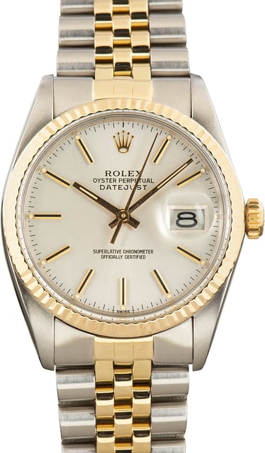 Used Rolex Datejust 36 Two Tone 16013 Silver Dial