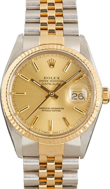 Pre-owned Two Tone Rolex Datejust 36 Ref 16013 Champagne Dial