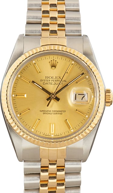 Pre-Owned Steel & Gold Rolex Datejust 36 ref 16013 Champagne Dial