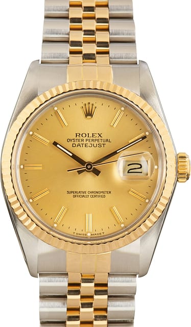 Pre-Owned Rolex Datejust 36 16013 Champagne Index Dial