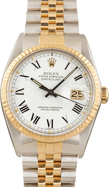 Pre-Owned Rolex Datejust 36 Ref 16013 White Buckley Dial