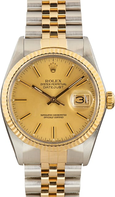 Pre-Owned Rolex Datejust 36 Steel & Gold ref 16013 Champagne Dial