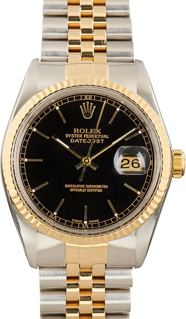 Pre-Owned Rolex Datejust 36 Black Dial Ref 16013