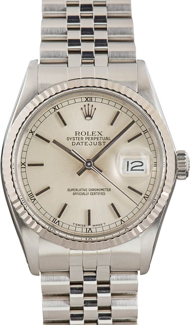 Rolex Datejust Ref 16014 Silver Index Dial