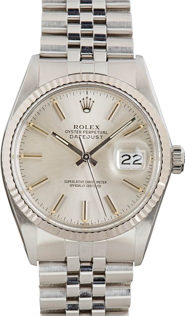 Used Rolex Datejust 16014 Silver Index Dial