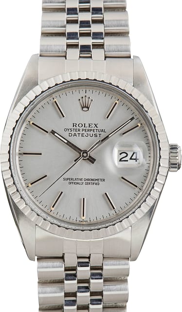 Pre-owned Rolex Datejust Silver Dial 16030 Steel
