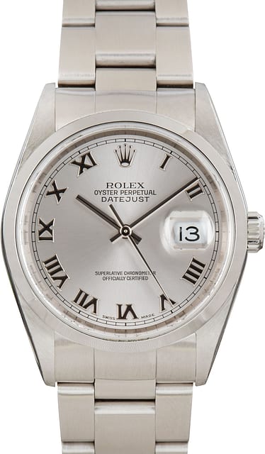 Rolex Datejust 36 Ref 16200 Silver Roman Dial