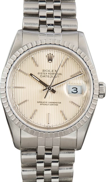 Rolex Datejust 16200 Silver Tapestry Dial