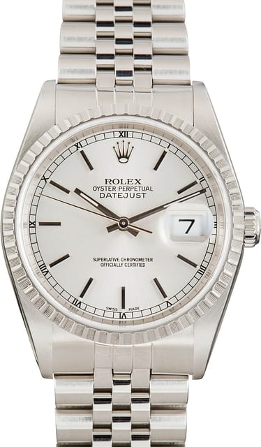 Used Rolex Datejust Steel 16220 Silver Dial
