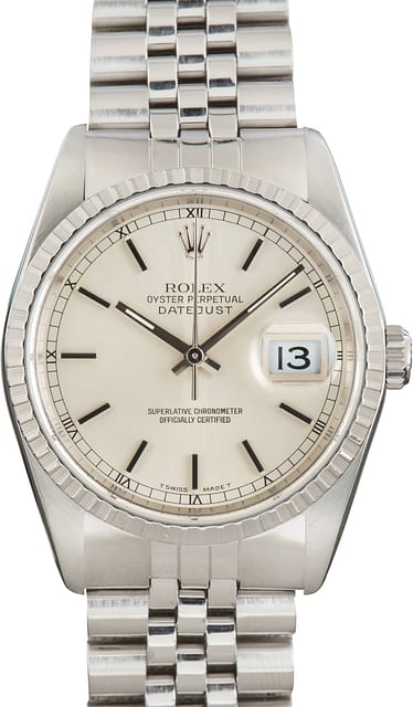 Pre-Owned Rolex Datejust 36 Silver Dial ref 16220