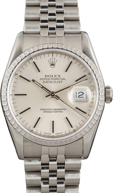 Preowned Rolex Datejust Ref 16220 Silver Dial