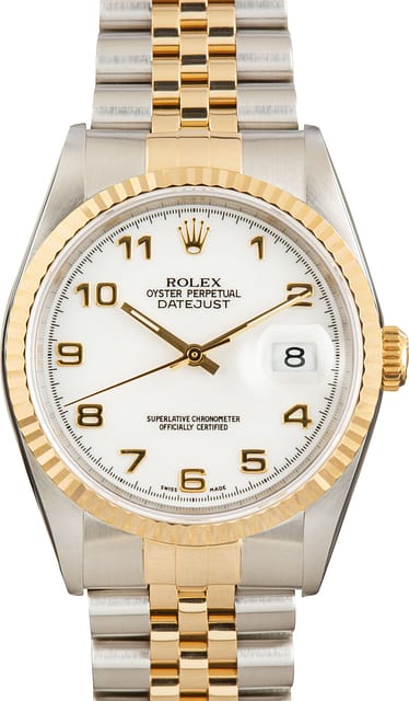Rolex Datejust 36 16233 White Arabic Dial