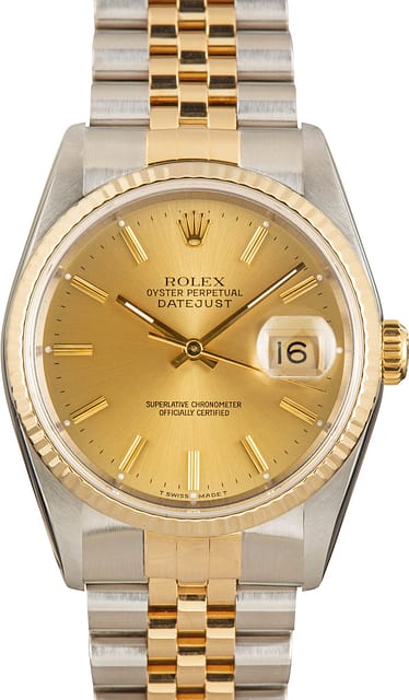 Pre-owned Rolex Datejust Ref 16233 Champagne Dial