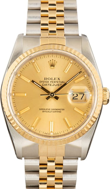 Used Two-Tone Rolex Datejust 36 16233 Champagne Dial