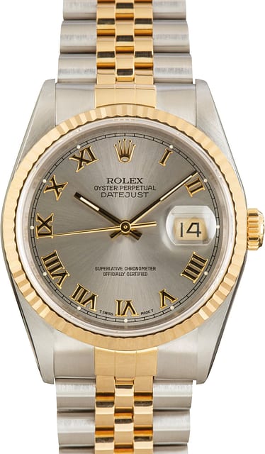 Used Rolex Datejust 36 Two Tone 16233 Steel Roman Dial