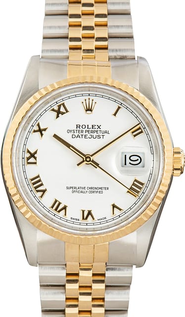 Pre-Owned Rolex Datejust 36 ref 16233 White Roman Dial