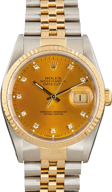 Pre-Owned Rolex Datejust 36 Champagne Diamond Dial ref 16233