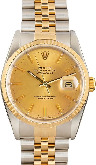 Pre-Owned Two-Tone Rolex Datejust 36 Ref 16233 Champagne Dial