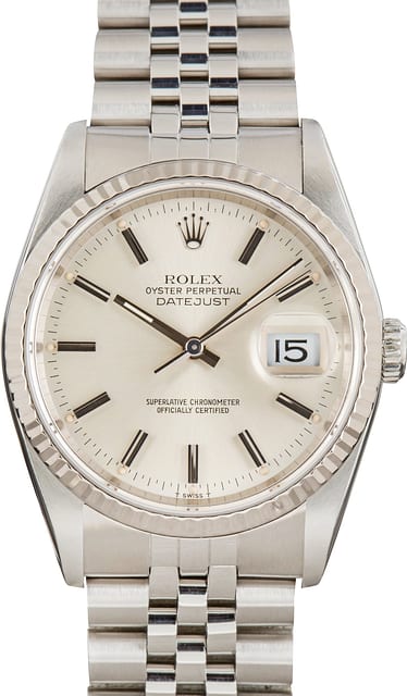 Pre-Owned Silver Dial Rolex Datejust 36 ref 16234 Stainless Steel