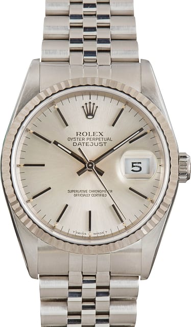 Pre-owned Rolex Datejust 36 Stainless Steel 16234 Silver Dial